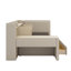 Lit de jour simple rembourré en tissu avec tiroirs, étagères, armoires rabattables et table d'appoint-454676539