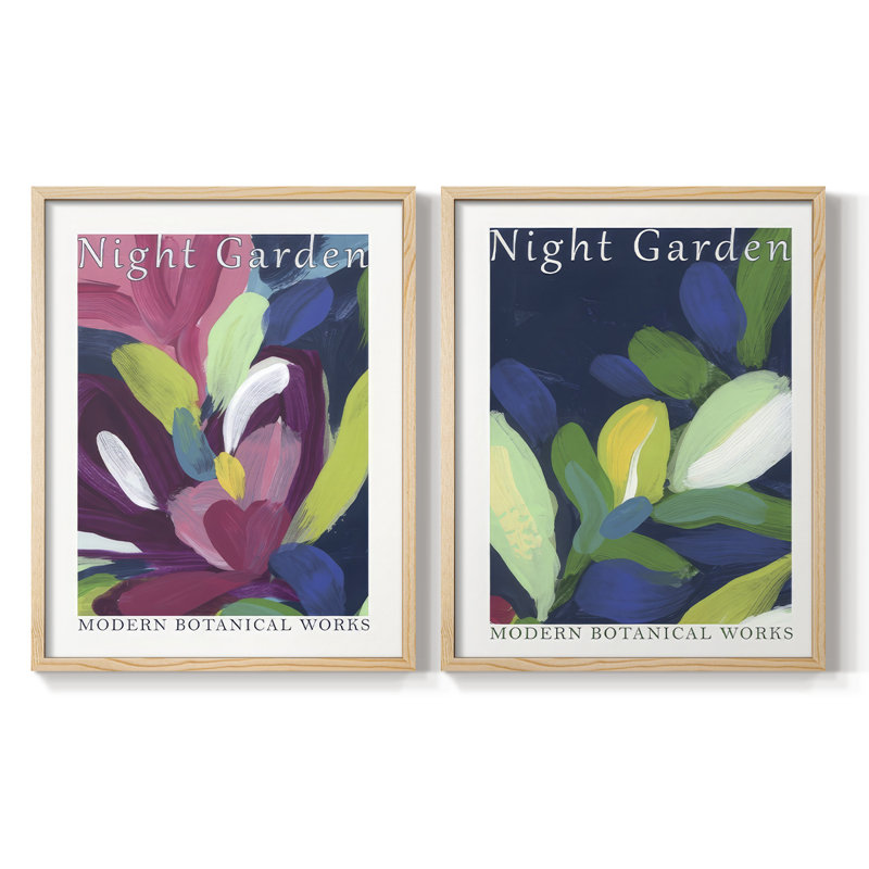 Affiche de jardin nocturne, impression encadrée I-Premium - prête à être accrochée - aucun clou requis - aucun clou requis