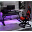 Bureau de jeu avec lumières DEL et amp; Port USB, noir et rouge, 47 po de largeur | Noir + rouge | Papier composite