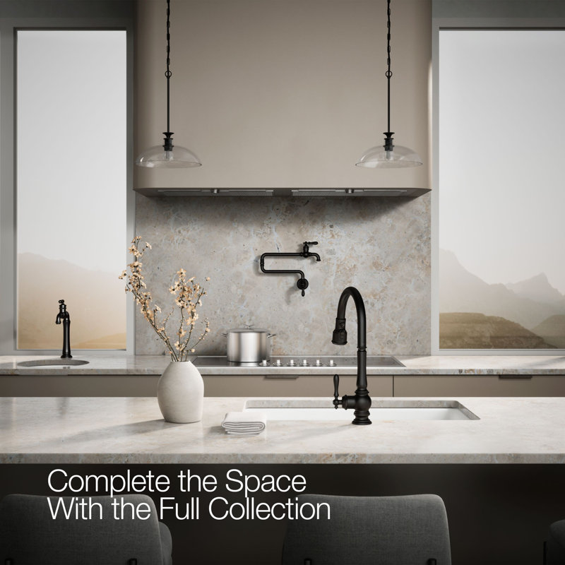 Artifacts® Pull Down Single Handle Kitchen Faucet, Matte Black