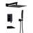 Black Shower System with Tub Spout, All Metal Tub Shower Faucet Set with 12" Rain Shower Head and Handheld Spray combo, Wall Mounted Tub Shower Systems with Valve and Trim Kit, Matte Black-129748372