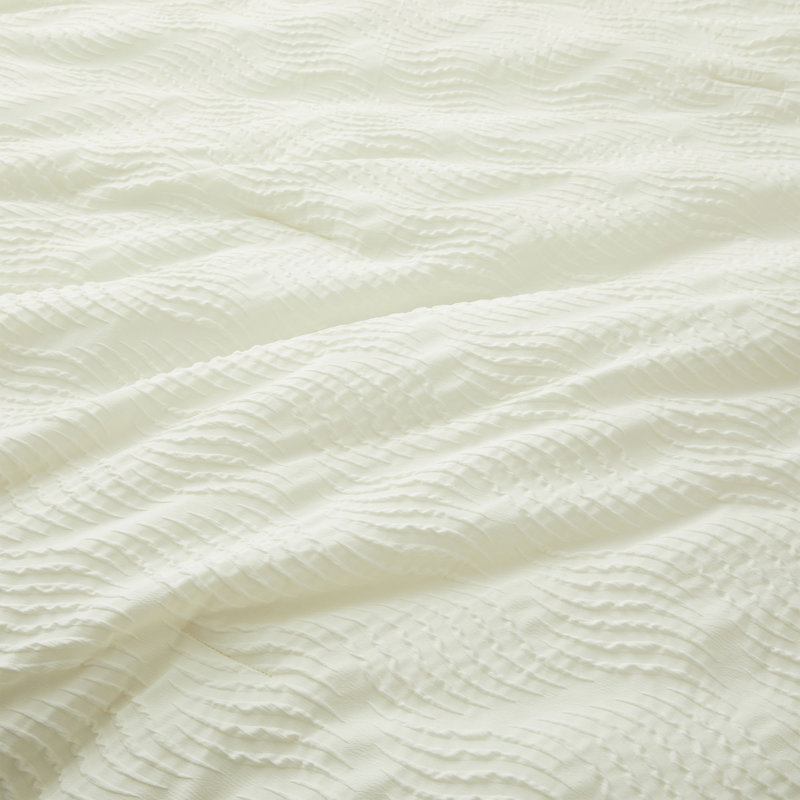 2-Piece Embossed Plush Comforter Set with Matching Pillow Sham, Soft All-Season Textured Bedding, Twin, Cream