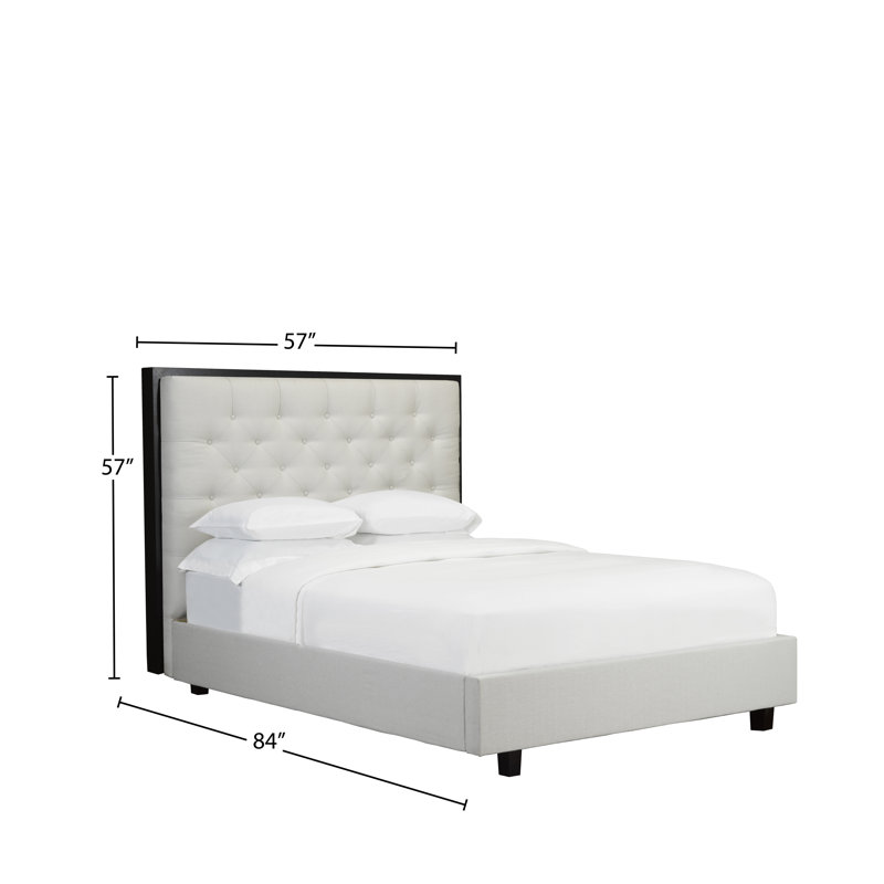Lit plateforme en tissu d’ameublement Hatherleigh, Blanc cassé, Double