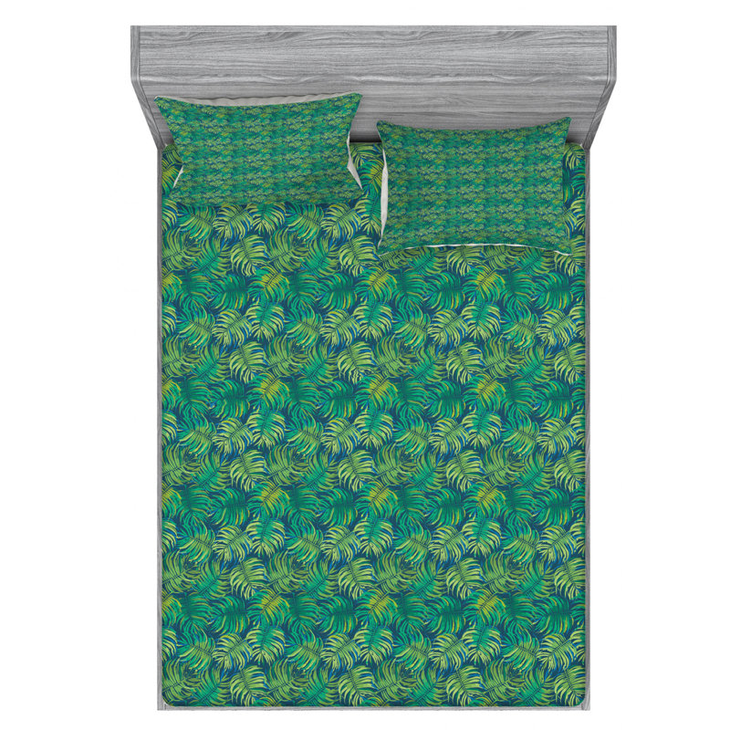 Microfiber Floral Sheet Set, Queen Sheet Set with Fitted Sheet