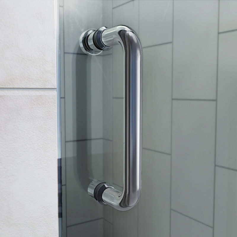 Flex Backwalls 32" W x 32" D x 76.75" H Square Pivot Shower Enclosure with Base Included, Brushed Nickel