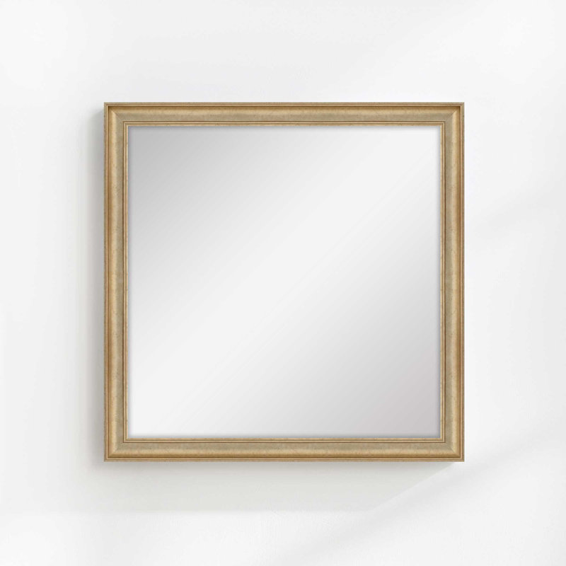 Eleganza Solid Wood Flat Mirror, Gilded Silver, 41.5" x 41.5"