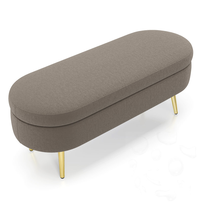 Oval Storage Bench With Metal Legs, Brown