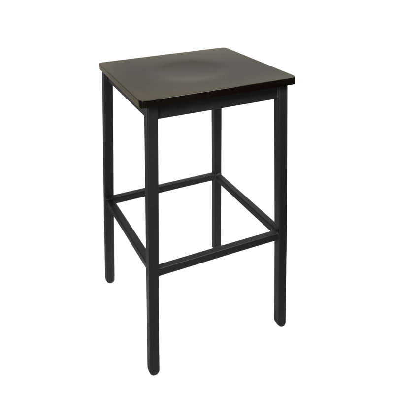 Tabouret de bar carré sans dossier Trent - siège en bois noir - structure en acier - finition noir sable