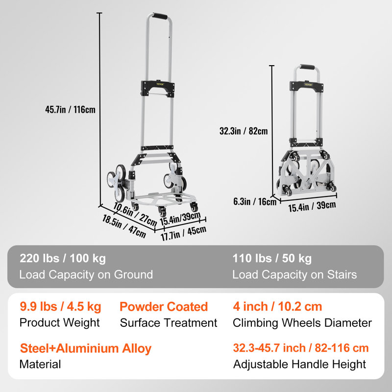 220 lb Chariot à main capacité pliable