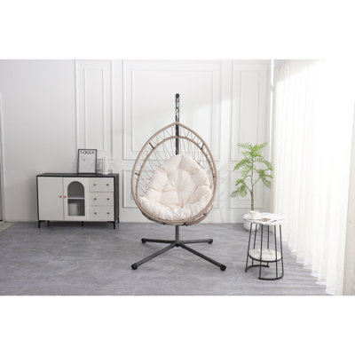 Fauteuil suspendu d'extérieur en forme d'œuf avec support, balancelle de patio en forme d'œuf, chaise berçante d'intérieur, hamac d'extérieur en forme d'œuf