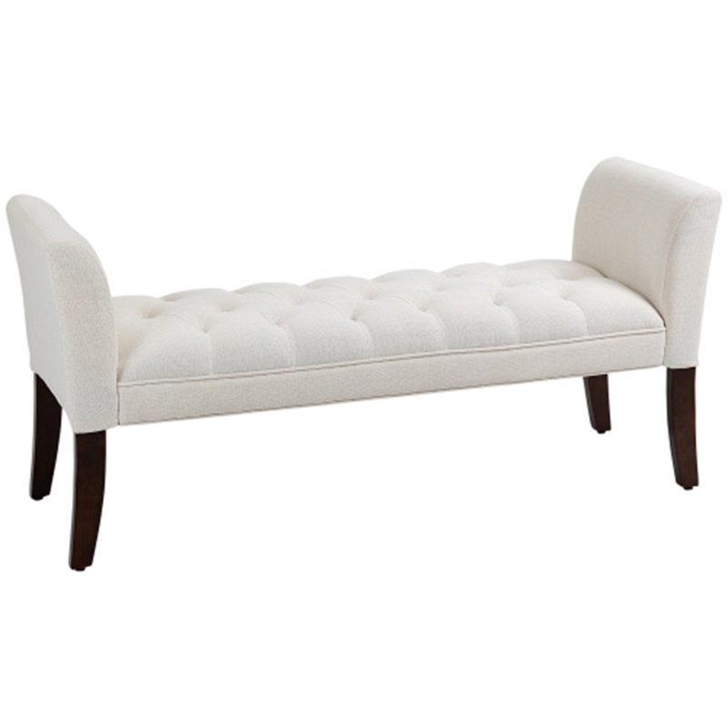 Dziadon Linen Upholstered Bench, Cream White