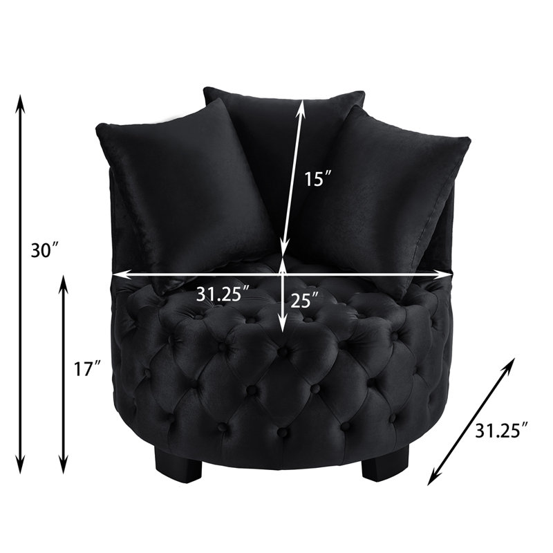 Chaise d'appoint contemporaine rembourrée et capitonnée, Noir