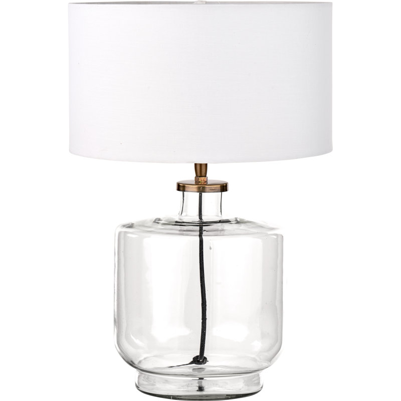 Bhakti Glass Table Lamp, Poly-Blend, Cream, 18.5" H x 11.81" W x 11.81" D