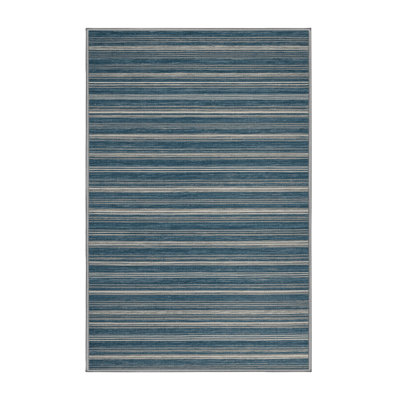 Machine Washable Horizontal Stripes Green Area Rug