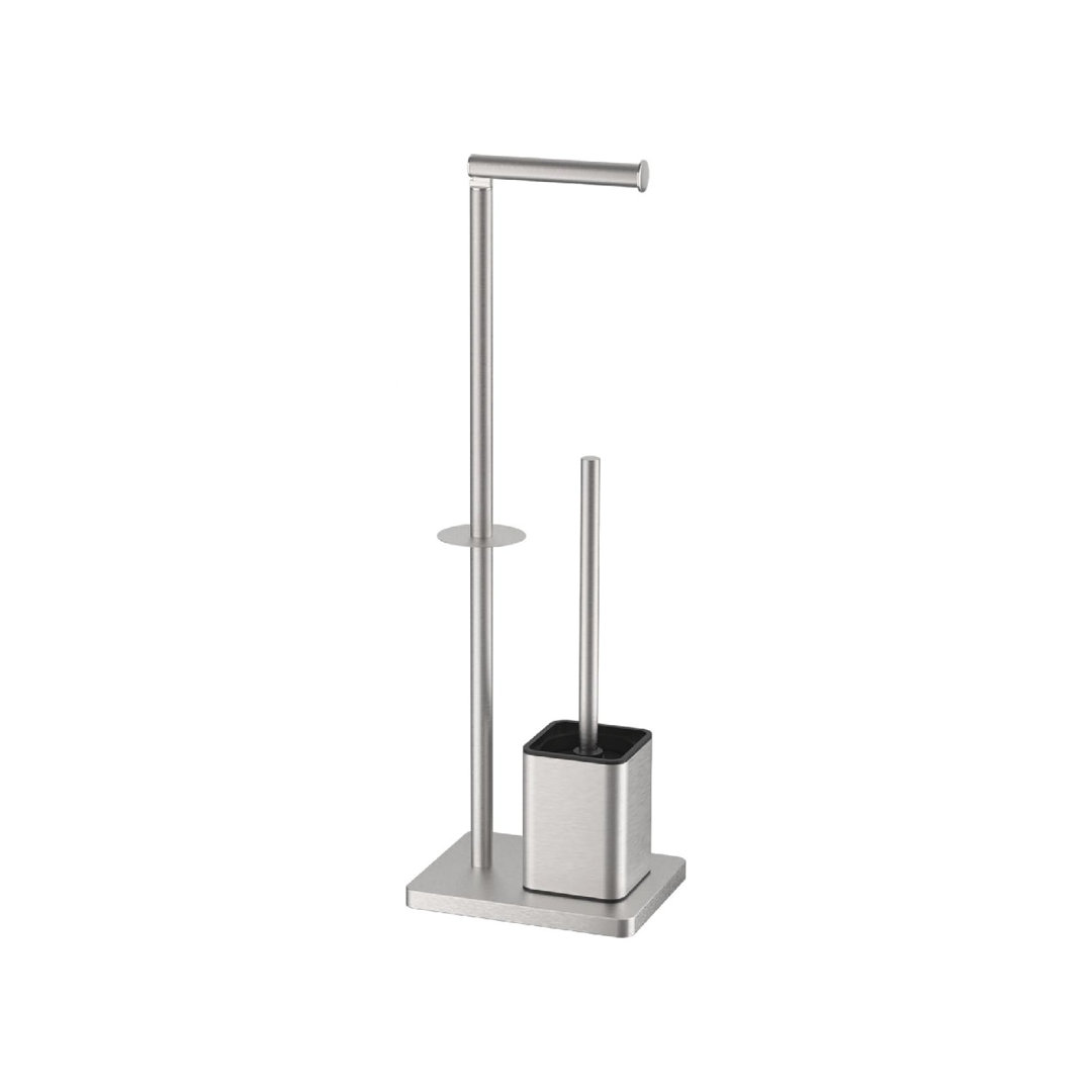 Toilet Roll Holder with Toilet Brush, Stainless Steel Toilet Roll Holder Free Standing, Toilet Paper Holder and Toilet Brush