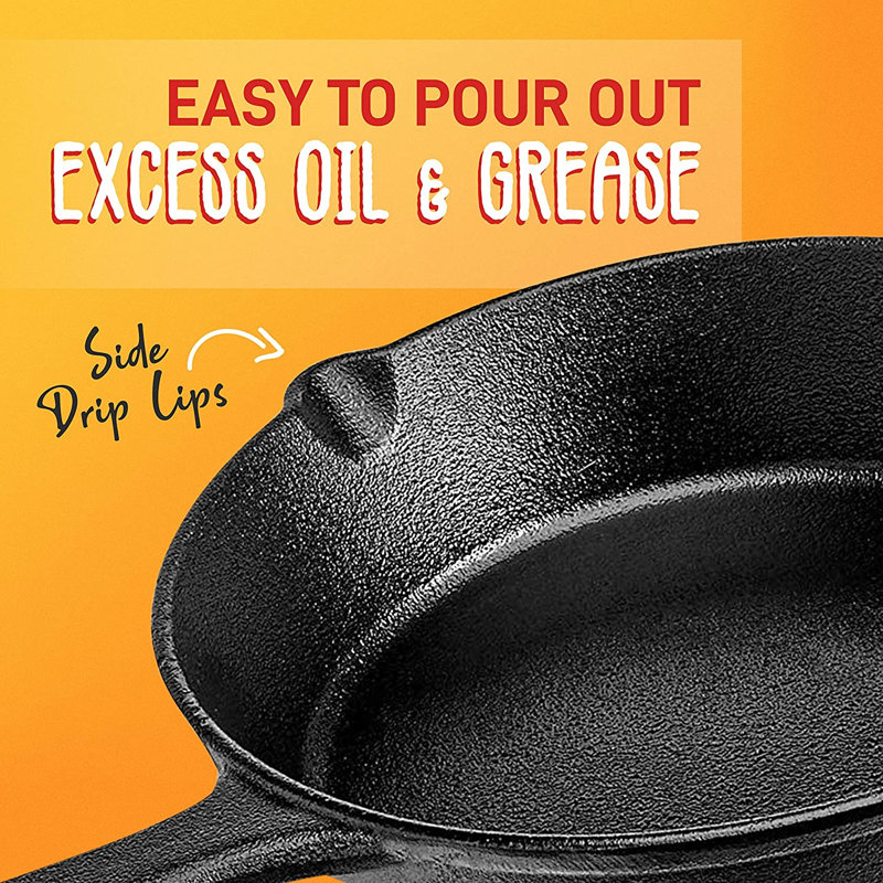 NutriChef Cast Iron Non-Stick 3 Piece Skillet Set