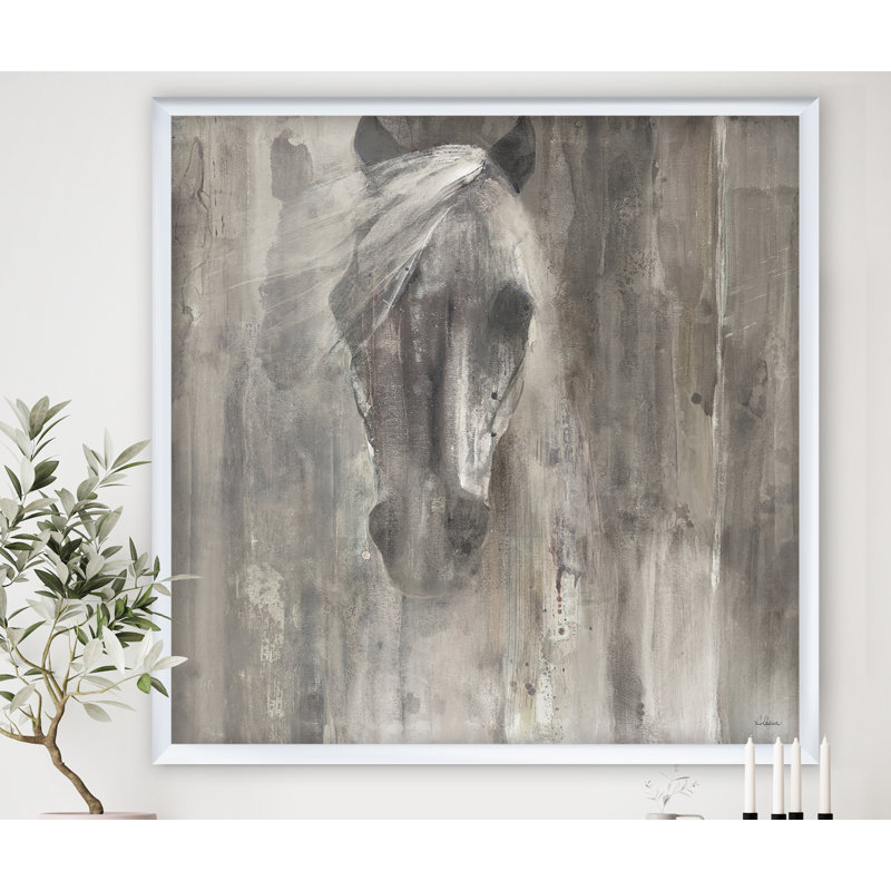 Cheval, reproduction d'art sur toile, cheval de ferme, H 30 po x l 30 po x P 1 po, Blanc