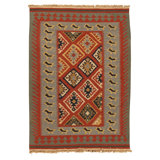 High-Quality Hand-Knotted Red And Light Blue Area Rug