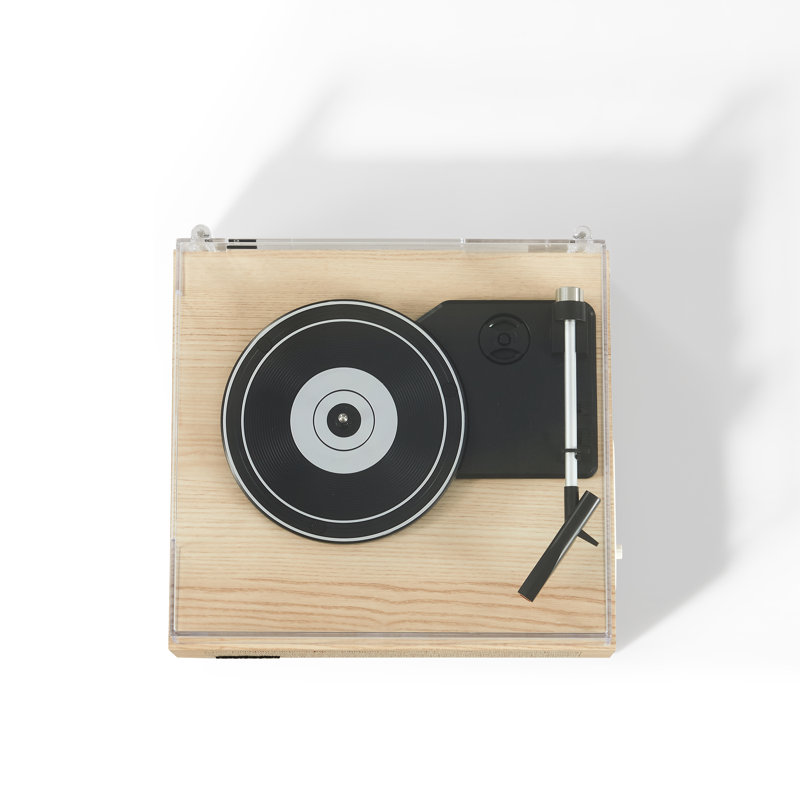 Natural Wood Portable Belt Drive Turntable with Bluetooth