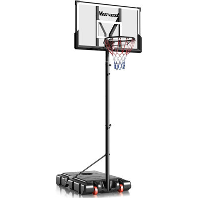 Teendow Adjustable Height 31'' W High-Density Polyethylene (HDPE) Portable Full-Size Basketball Hoop