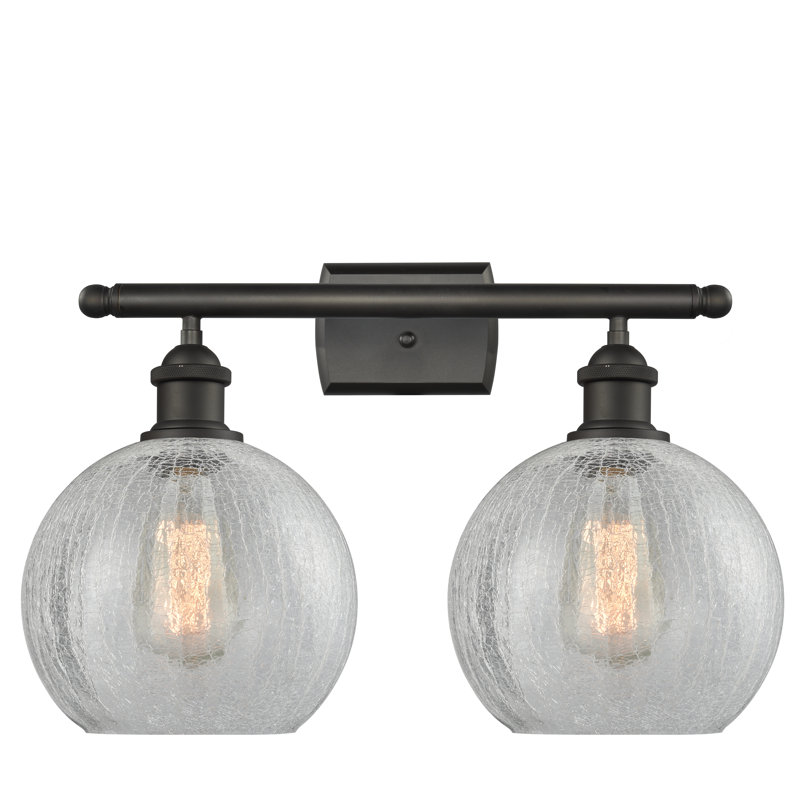 Éclairage de salle de bain à intensité variable à 2 lumières Baptista, Ampoule à DEL rétro de 6 watts, Craquelage transparent