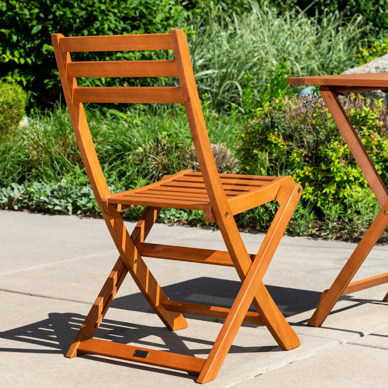 3-Piece Eucalyptus Bistro Set, Square, Natural Oil