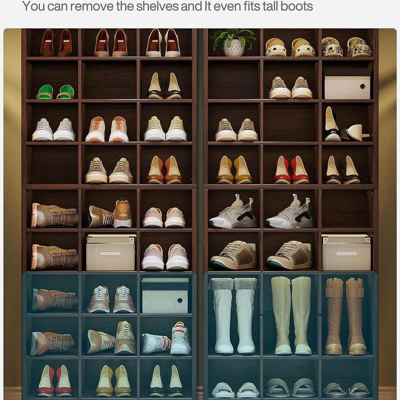 Armoire de rangement pour chaussures à 25 niveaux en espresso 25,6 pouces, étagère à chaussures moderne en bois à 30 casiers
