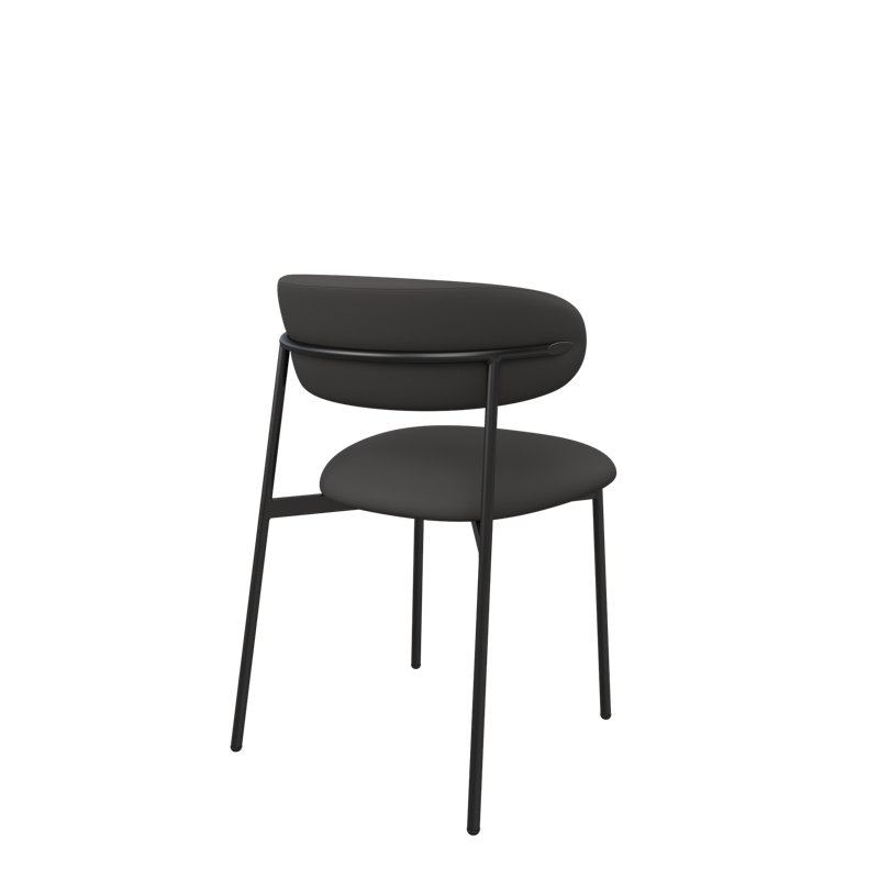 Luna Leather Dining Chair, Dark Grey