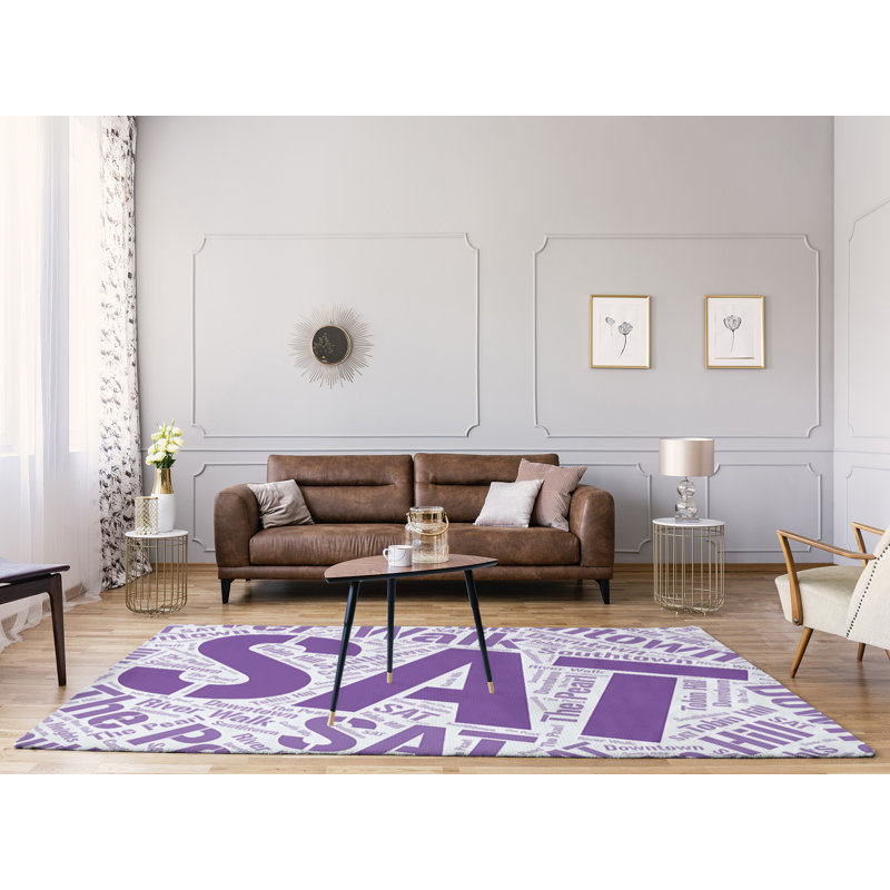 Tapis de zone mauve poils longs à tissage plat, Rectangle 9 pi x 12 pi