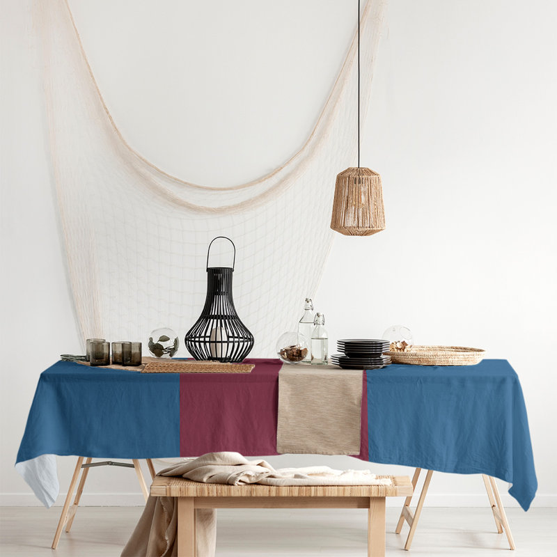 Boston Table Runner, 72" x 16", Cotton Blend, Colorado,Blue/Burgundy/Blue