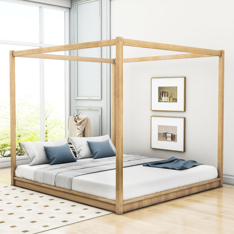 Plyler King Wood Canopy Platform Bed, Natural
