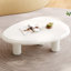 Modern Triangular Cream-White Low Coffee Table with a Three-Leg Design, Suitable for Living Rooms