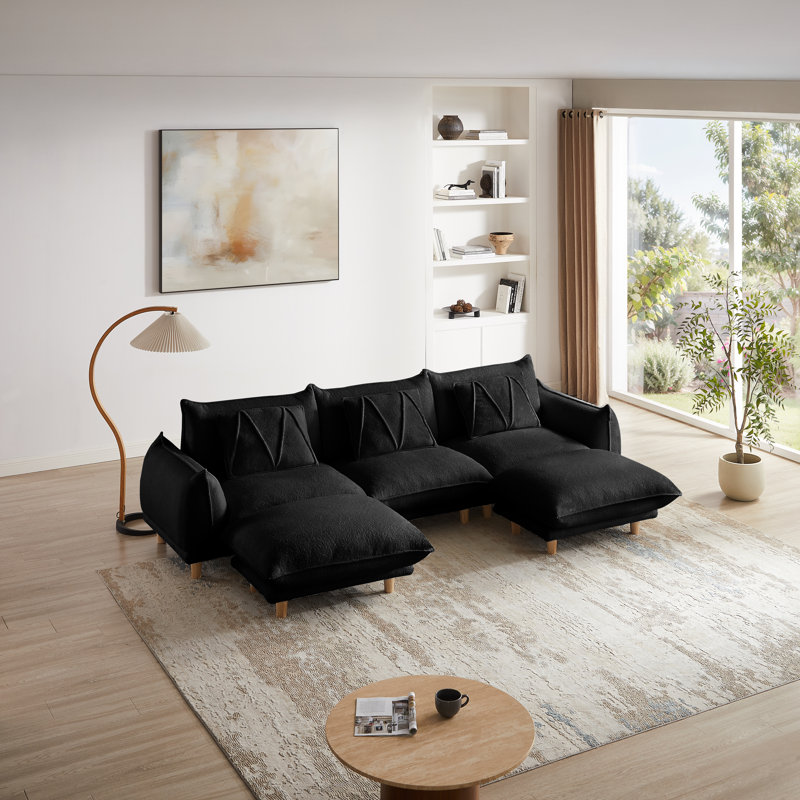 Oversized Modular Sectional Sofa 5 Piece U Shaped Deep Sectional Couches With High Density Memory Foam For Living Room With 2 Ottoman
