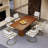 70 Inch Walnut Solid Wood Dining Table With Fluted Design And Brushed Gold Base-129584494-129584495