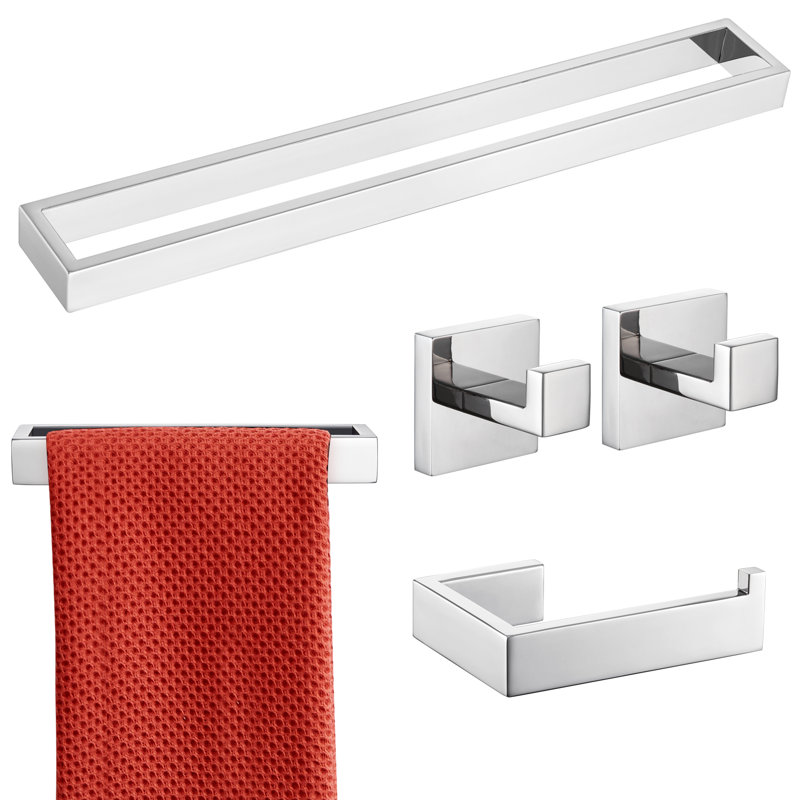 Ensemble de quincaillerie de salle de bain 5 pièces, Chrome poli