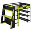 Lit mezzanine double pour lit double avec bureau, structure de lit mezzanine en bois massif avec lumières DEL, ports USB et tablettes, lit double pour jouer avec bureau-1571588408