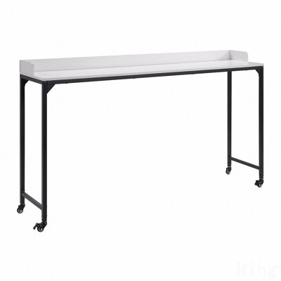 Bureau blanc en métal au-dessus du lit, hauteur réglable et roulettes, table de lit polyvalente 1pc, table d'ordinateur portable pour le déjeuner