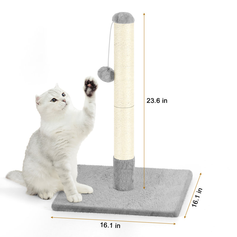 Alena Scratching Post, Light Grey, 23.6" H x 16.1" W x 16.1" D