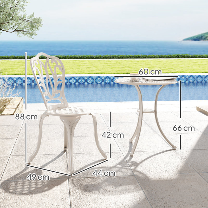 Round 3 - Piece 2 - Person 60Cm L Outdoor Bistro Set, White