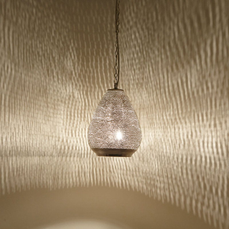 Sacco 1 - Light Silver Single Pendant, 25cm H x 18cm W x 18cm D