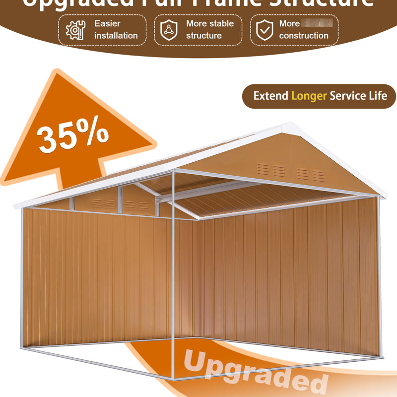 Remise de rangement en acier galvanisé 8 x 10 pi avec conception, porte verrouillable et ventilation pour l'organisation d'outils extérieurs