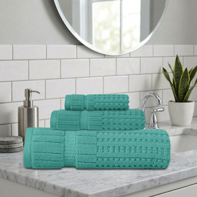 Ensemble de serviettes 3 pièces Willow - 100% coton peigné, qualité supérieure 630 g / m², turquoise, ultra doux et très absorbant
