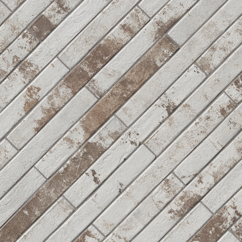 Montello 2 in. x 18 in. Matte Porcelain Brick Look Floor and Wall Tile, Chalk