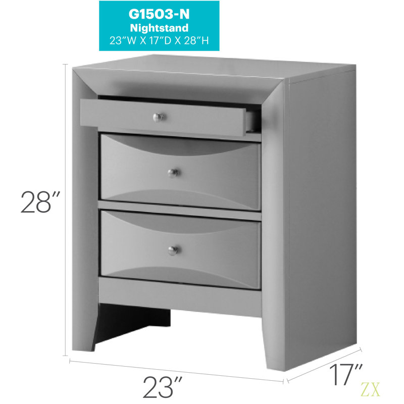 Elegant Nightstand, Silver