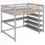 Lit mezzanine double avec bureau intégré Halaya