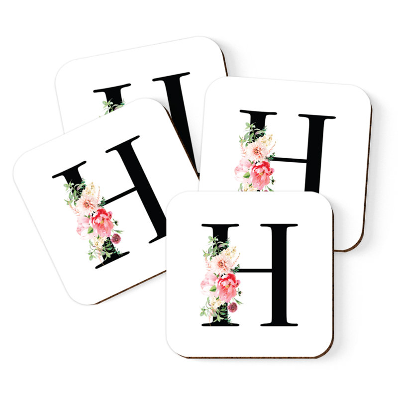 Sous-verre à motif floral rosé, H