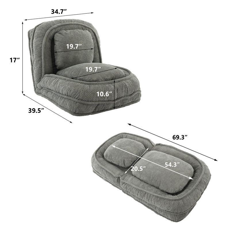 Chaise longue à housse Northwoods, Polyester gris
