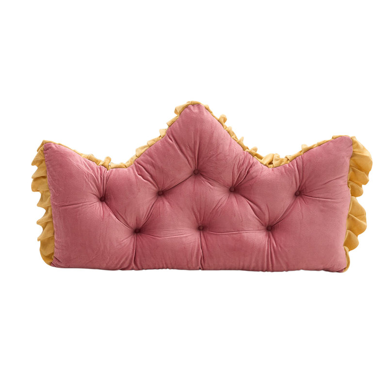 Pearl Grey Crown Upholstered Bed Headboard Cushion – The Perfect Touch for a Princess-Style Bedroom, 90cm W x 50cm D, Pink