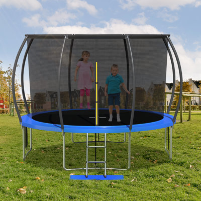 12Ft Trampoline With Safety Enclosure Net For 3-4 Kids And Adults, 600Lbs Weight Capacity, Indoor& Outdoor