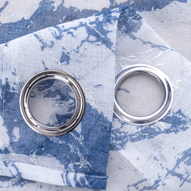Paire de rideaux semi-transparents en marbre Marble, Bleu